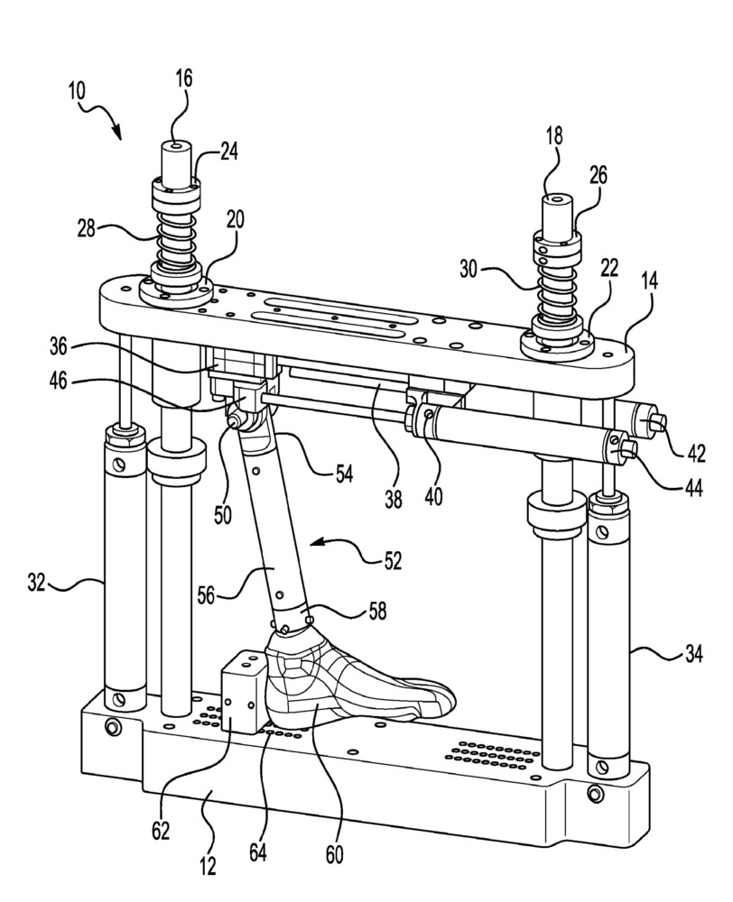Isometric drawing of the biomechanical motion device for gait load replication