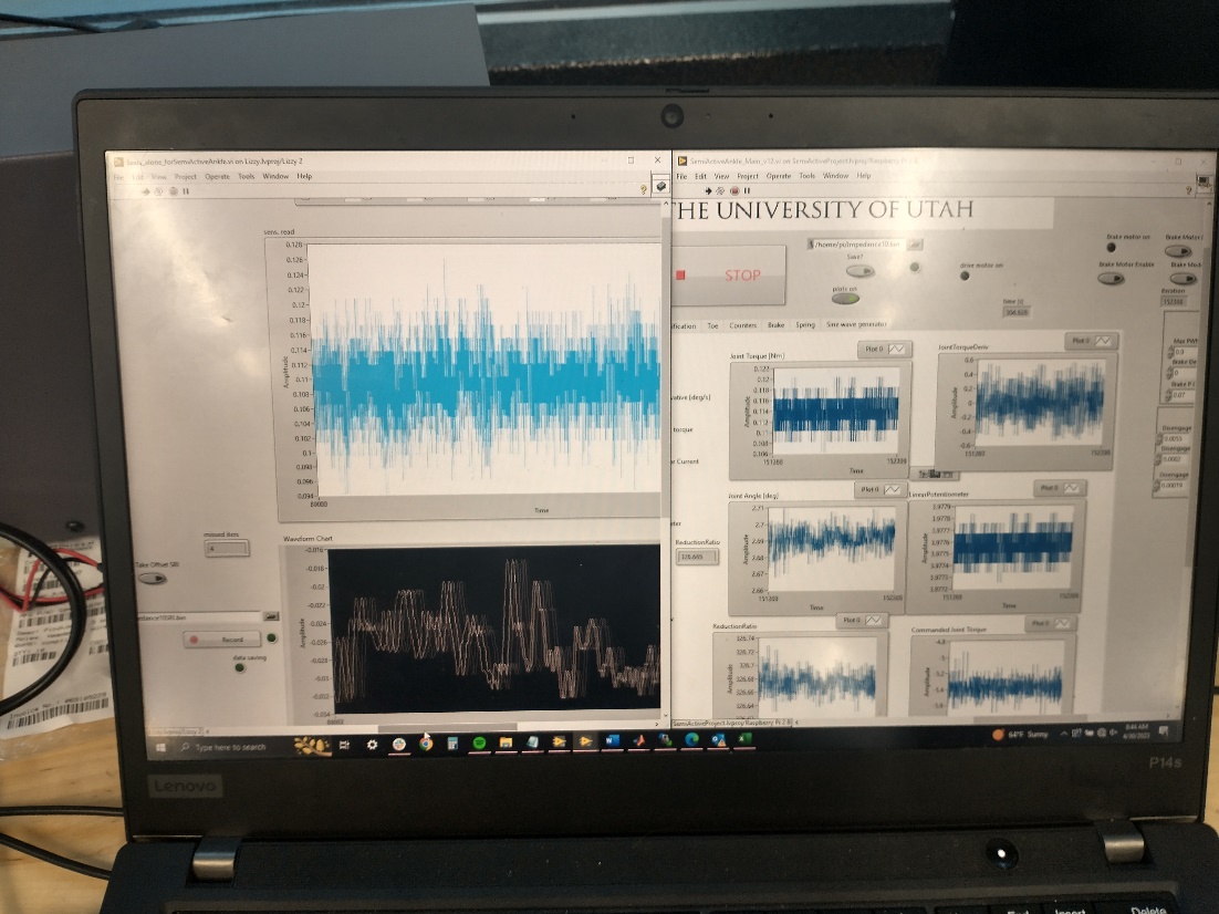 GUI for controlling and monitoring the prosthesis