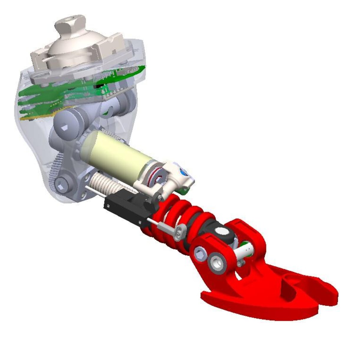 CAD render of the semi-active ankle/foot prosthesis